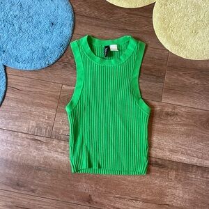 H&M Green Ribbed Crop Top